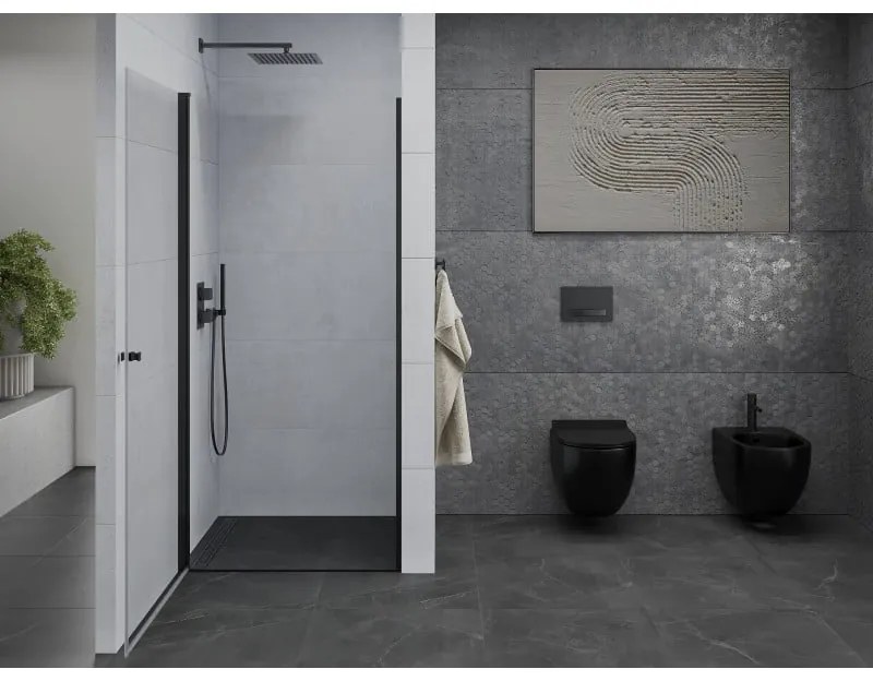 Mexen Pretoria, sprchové dvere do otvoru 90 x 190 cm, 6mm číre sklo, čierny profil, 852-090-000-70-00