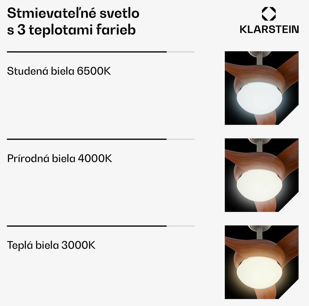 Klarstein Monteverde stropný ventilátor s nastaviteľným osvetlením