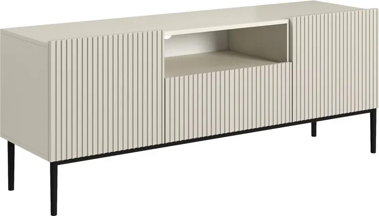 TV skrinka Nicole 150 cm s otvorenou policou - kašmírová / čierna