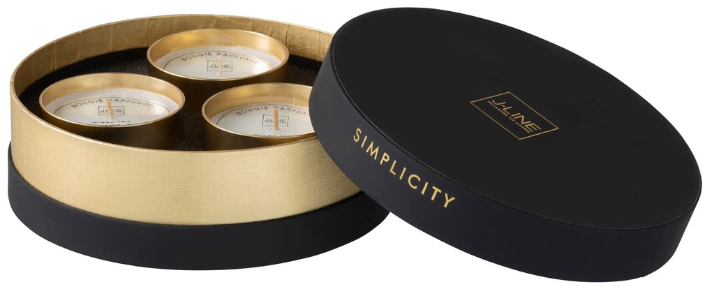 3ks vonná sviečka v čierno-zlatej darčekovej krabičke Green Tea - 3 * 18h