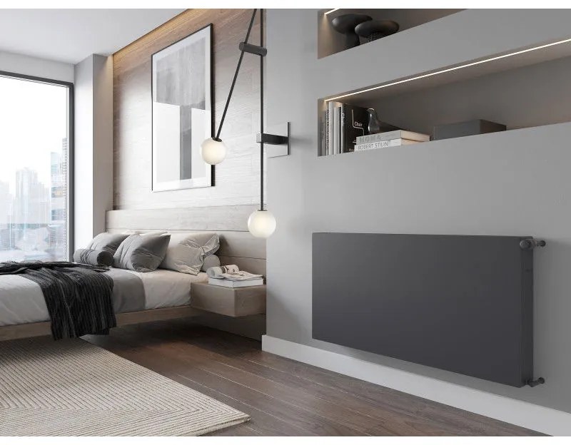 Mexen, Mexen Flat CF22 panelový radiátor 600 x 900 mm, bočné pripojenie, 1424 W, antracit - W422F-060-090-66