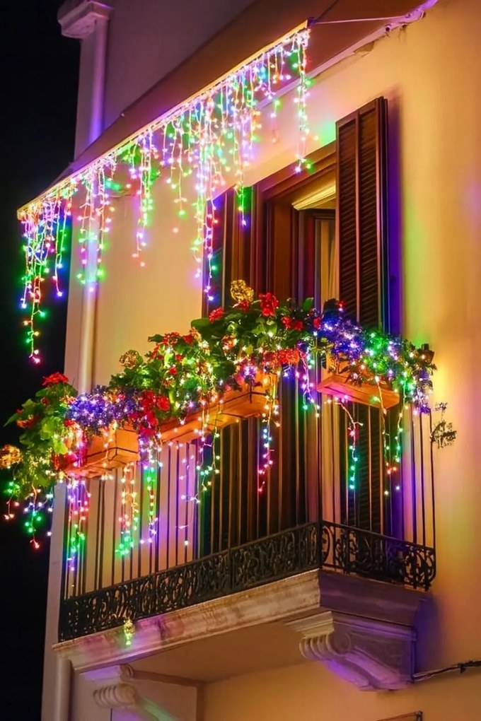 Vianočné svetielka LED záclona FLASH multicolor 300 LED