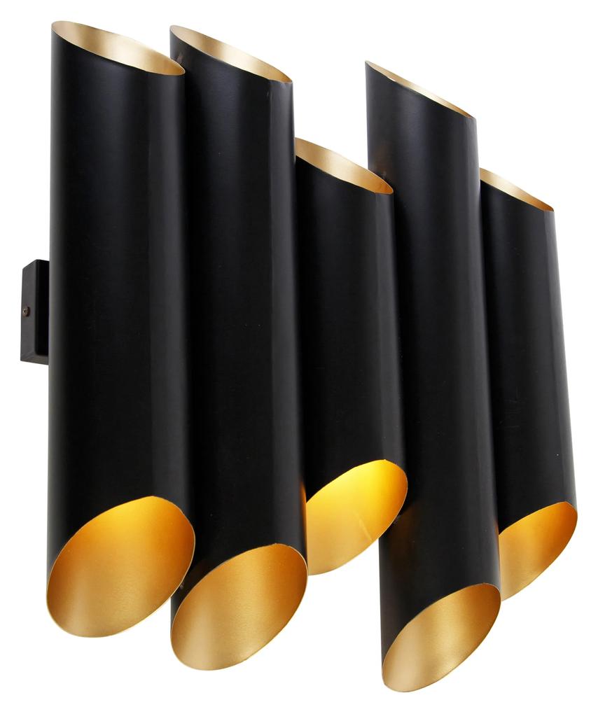 Nástenná lampa čierna so zlatým interiérom 10 svetiel - Whistle