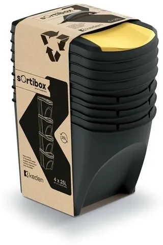 Kôš na triedený odpad Sortibox 25 l, 4 ks, čierna