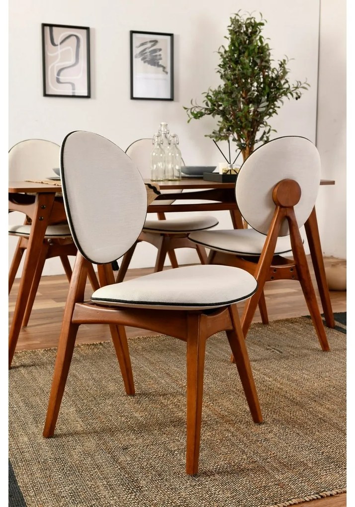 Súprava jedálenských stoličiek Touch Cream and Walnut, 2 ks