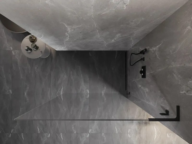 Mexen, Mexen Lunar L sprchová stena pravá 120 x 200 cm, priehľadná 8 mm, čierna - 830L-120-000-70-00-P