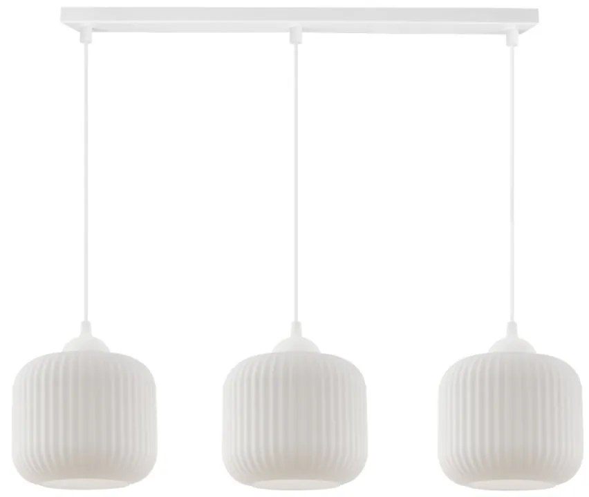 Závesné svietidlo Riffle, 3x biele sklenené tienidlo, w