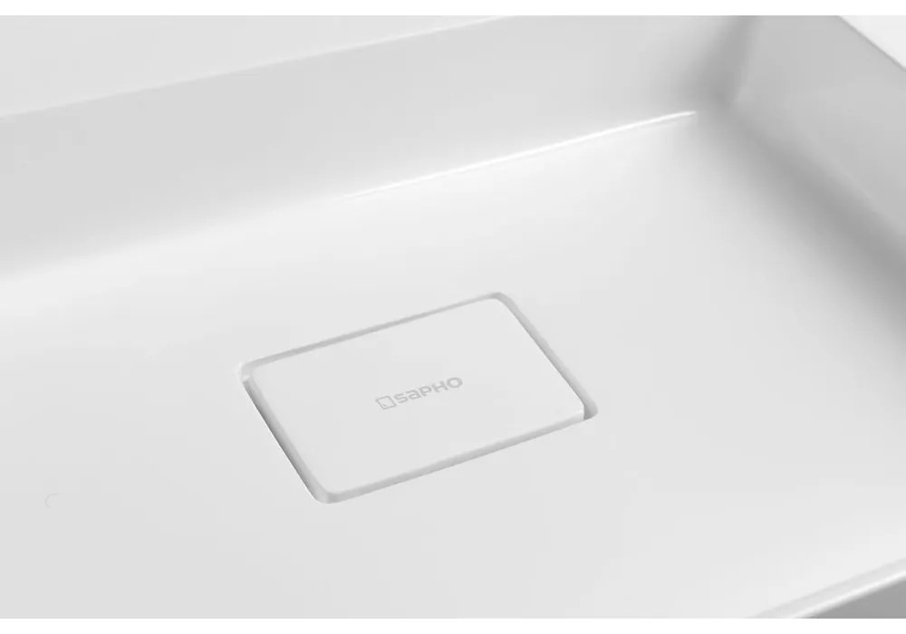 Biele dvojumývadlo z liateho mramoru 96x44 cm Godiva – Sapho