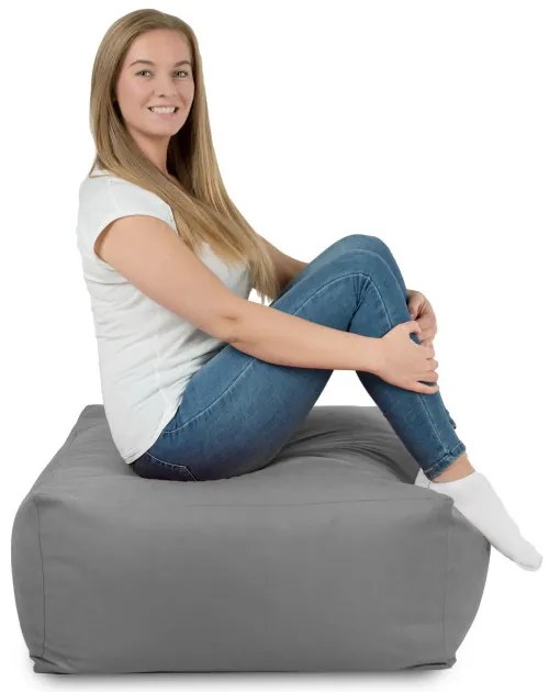 Plyšová taburetka kocka oceľová