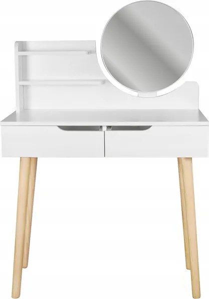 Toaletný stolík SCANDI 2 so zrkadlom biely / naturálny
