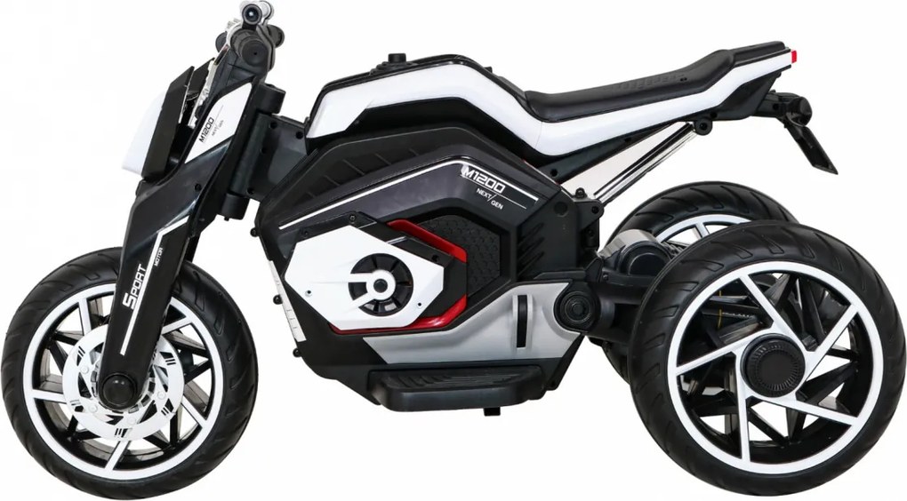 Ramiz Detský motocykel Future na batérie biely + audio panel + pomalý štart + EVA kolesá