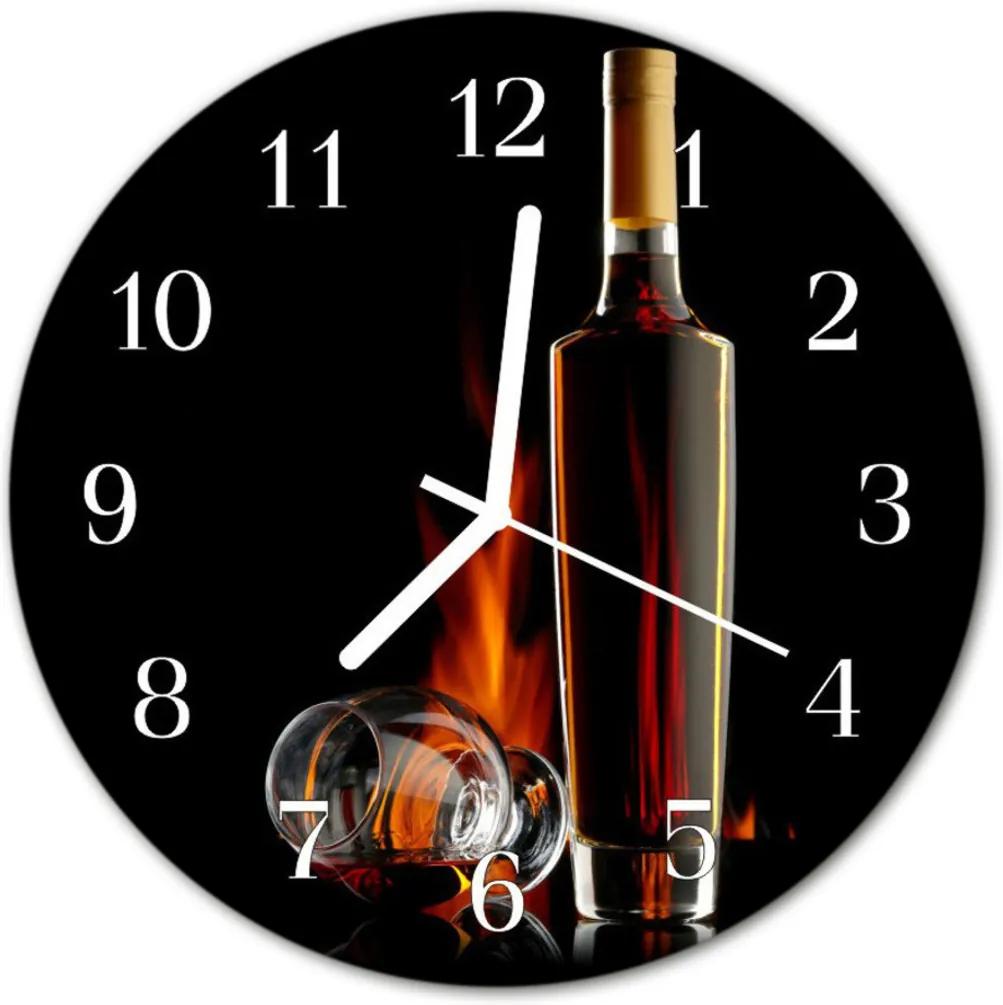 Nástenné sklenené hodiny  alkohol