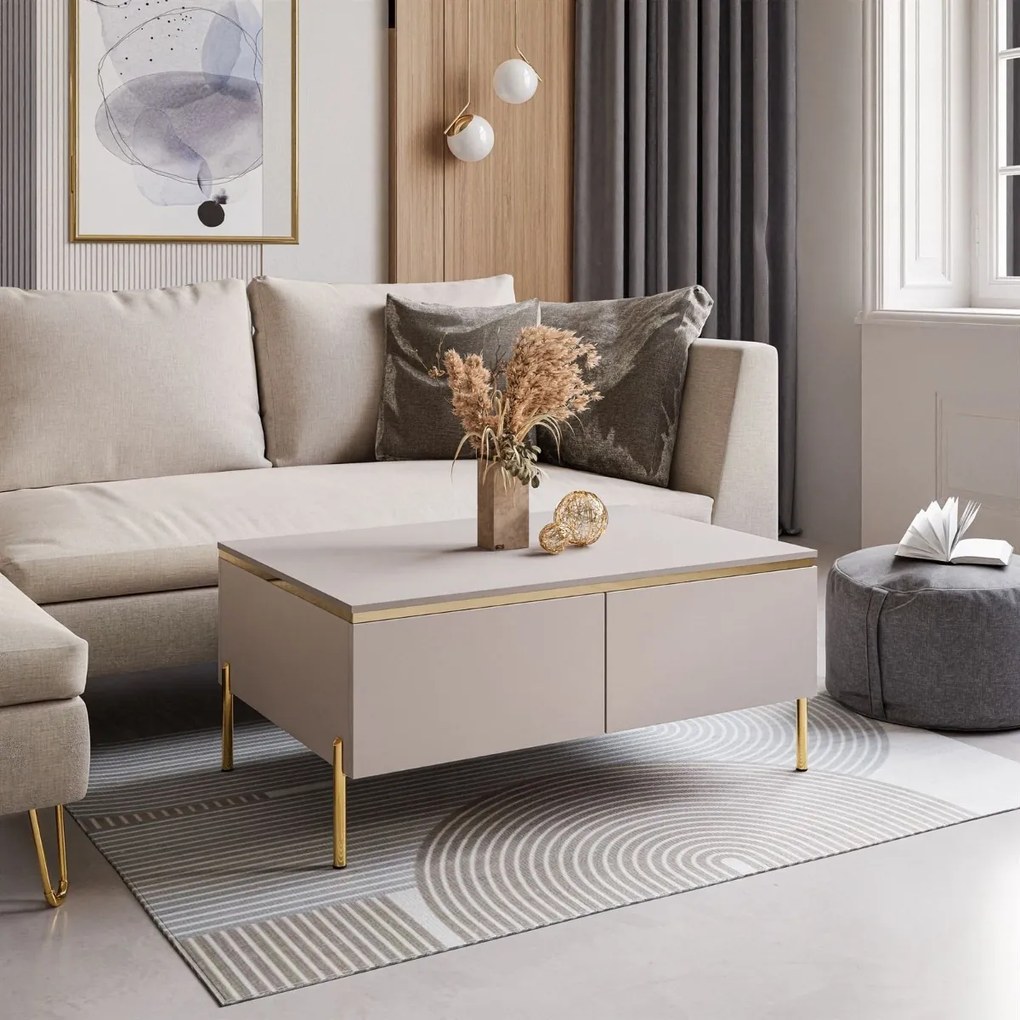 KONFERENČNÝ STOLÍK NESSIE KAŠMÍR + ZLATÝ 90 cm