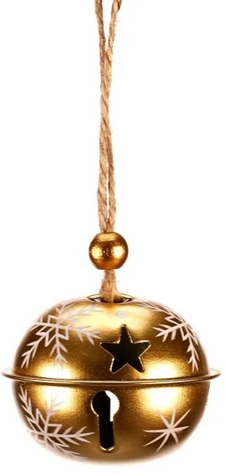 Súprava závesných kovových rolničiek, 6 ks, zlatá