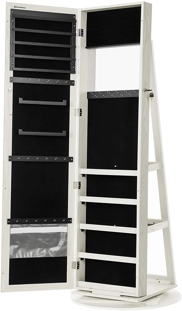 Otočná šperkovnice se zrcadlem Pure světle šedé