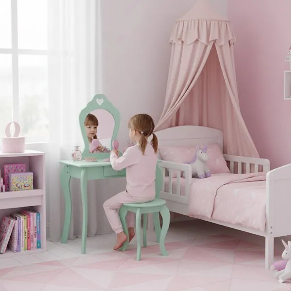 Detský toaletný stolík FAIRY DREAM mätový PHO3549