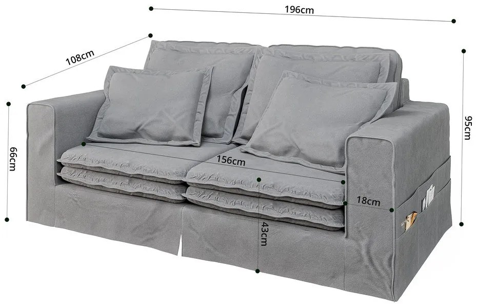 Svetlosivá pohovka 196 cm Nora – Ropez