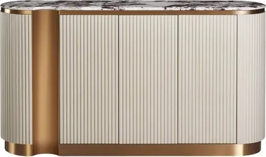 Komoda Stilig ST917 158 cm krémová/zlatá/mramor