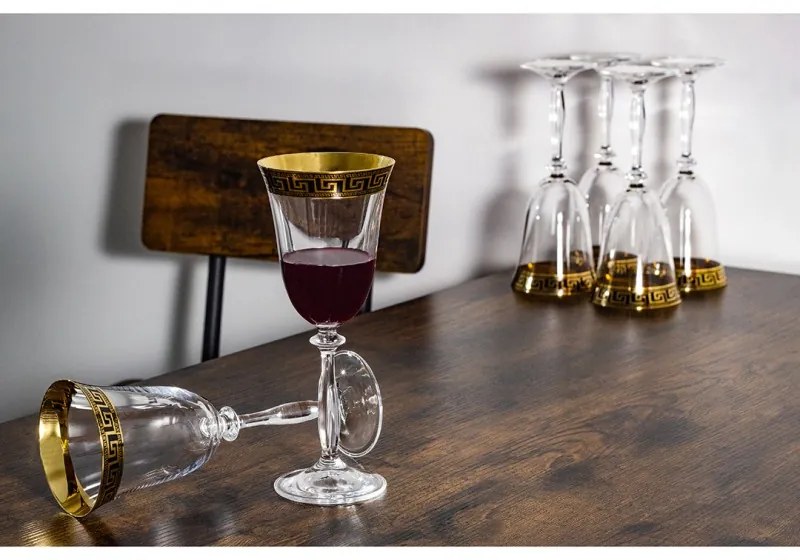 BOHEMIA ANGELA VERSO GOLD POHÁR NA VÍNO 250 ML SADA 6 KS