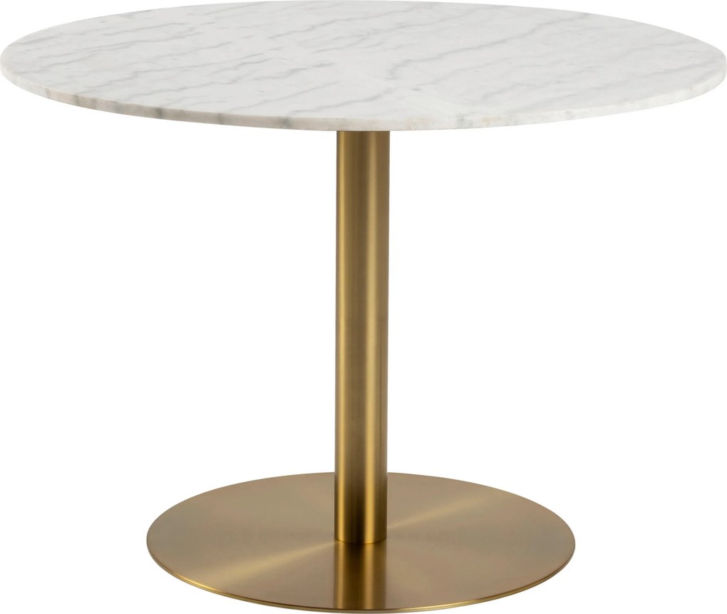 XXXLutz JEDÁLENSKÝ STÔL, biela, mosadzná, 105/105/75 cm MID.YOU - Stoly - 001749049401