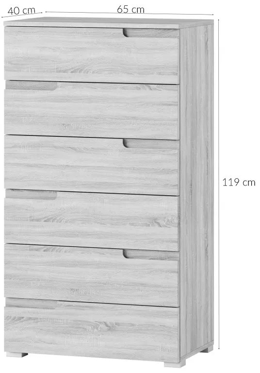 Komoda Selene 3 119 cm biela mat/lesk
