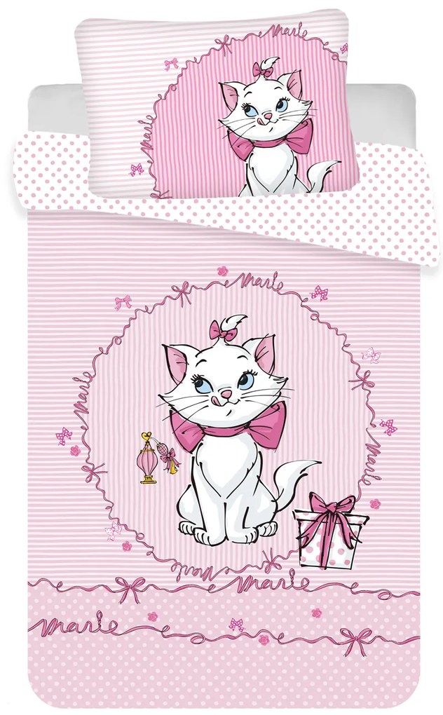 Jerry Fabrics Obliečka do postieľky Marie Cat Pink baby 100x135 / 40x60 cm
