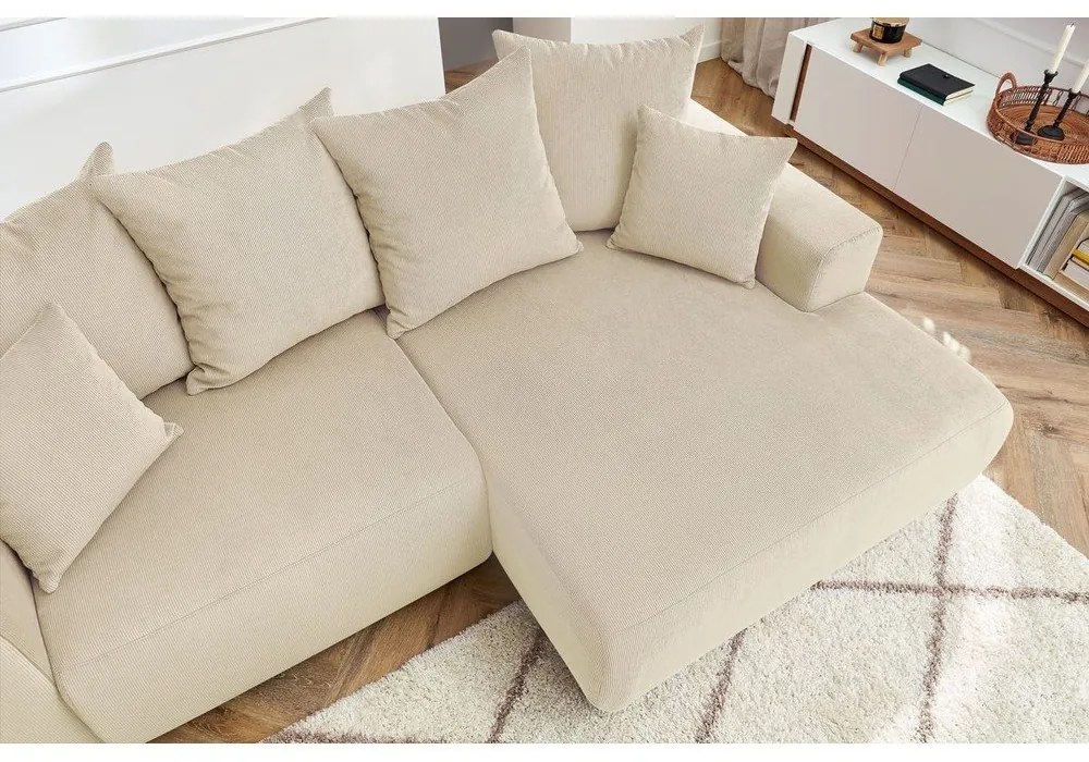 Krémová zamatová rohová pohovka Enjoy – Bobochic Paris