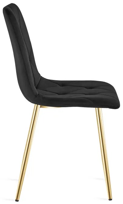 Set štyroch jedálenských stoličiek LIBRA zamatové, čierne / zlaté nohy (4 ks)