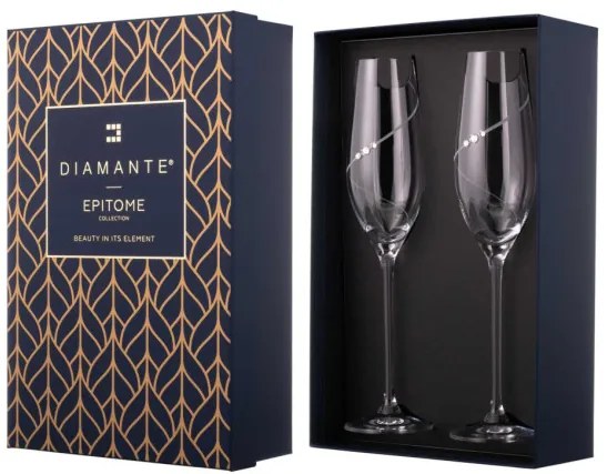 Dekorant Svadobné poháre na šampanské Silhouette City s kamienkami Swarovski 210 ml 2KS