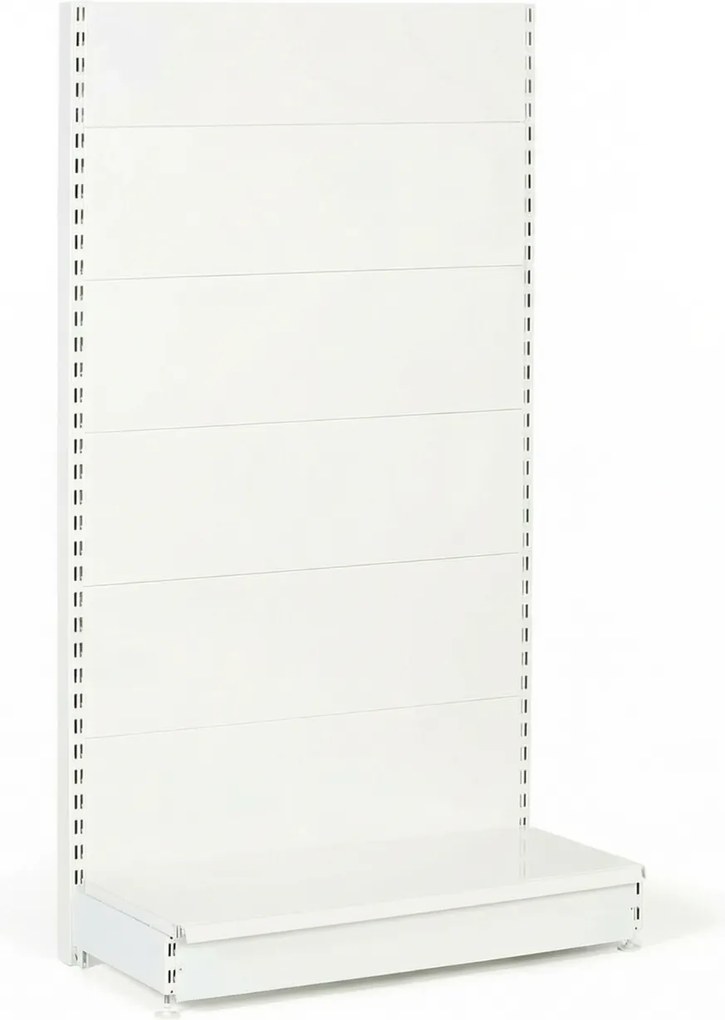 Predajný regál jednostranný, plné steny, 2200 x 1000 x 450 mm, základná, biela