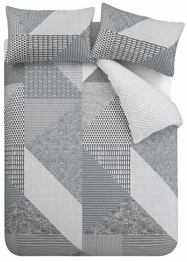 Sivé obliečky na dvojlôžko/predĺžené 230x220 cm Larsson Geo – Catherine Lansfield