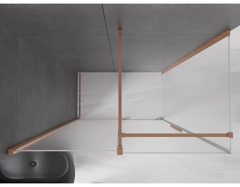 Mexen Velar, sprchový kút s posuvnými dverami 160 x 70 cm, 8mm sklo námraza, medená matná, 871-160-070-31-65