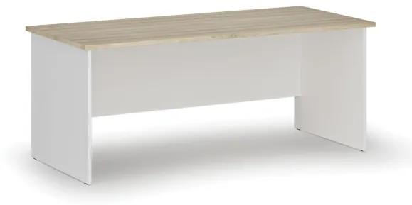 Kancelársky písací stôl rovný PRIMO WHITE, 1800 x 800 mm, biela/dub prírodný