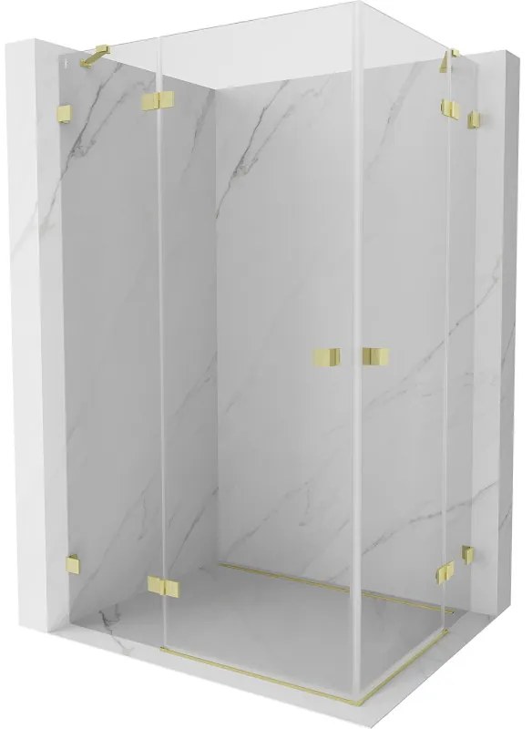 Mexen Lunar Duo, výklopný sprchový kút 100 x 90 cm, 8mm číre sklo, zlatý matný profil, 834-100L-090P-55-00