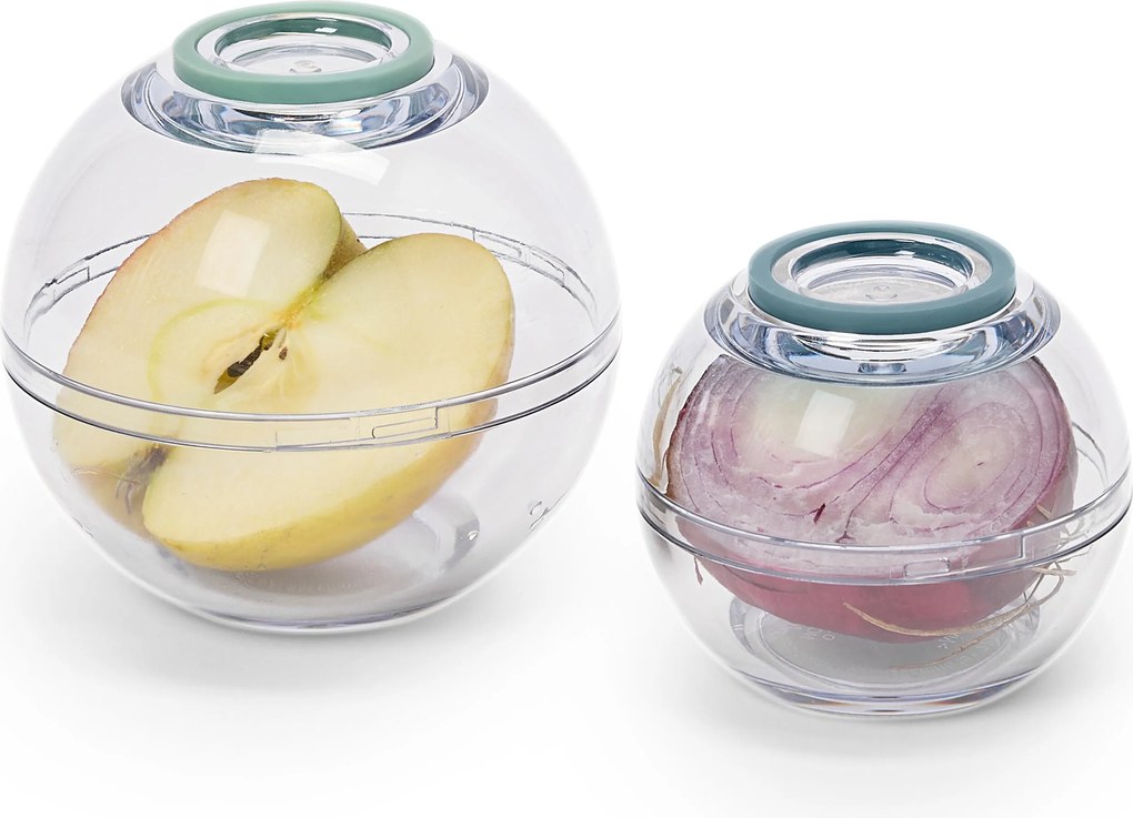 2 guľaté nádobky na uchovávanie potravín