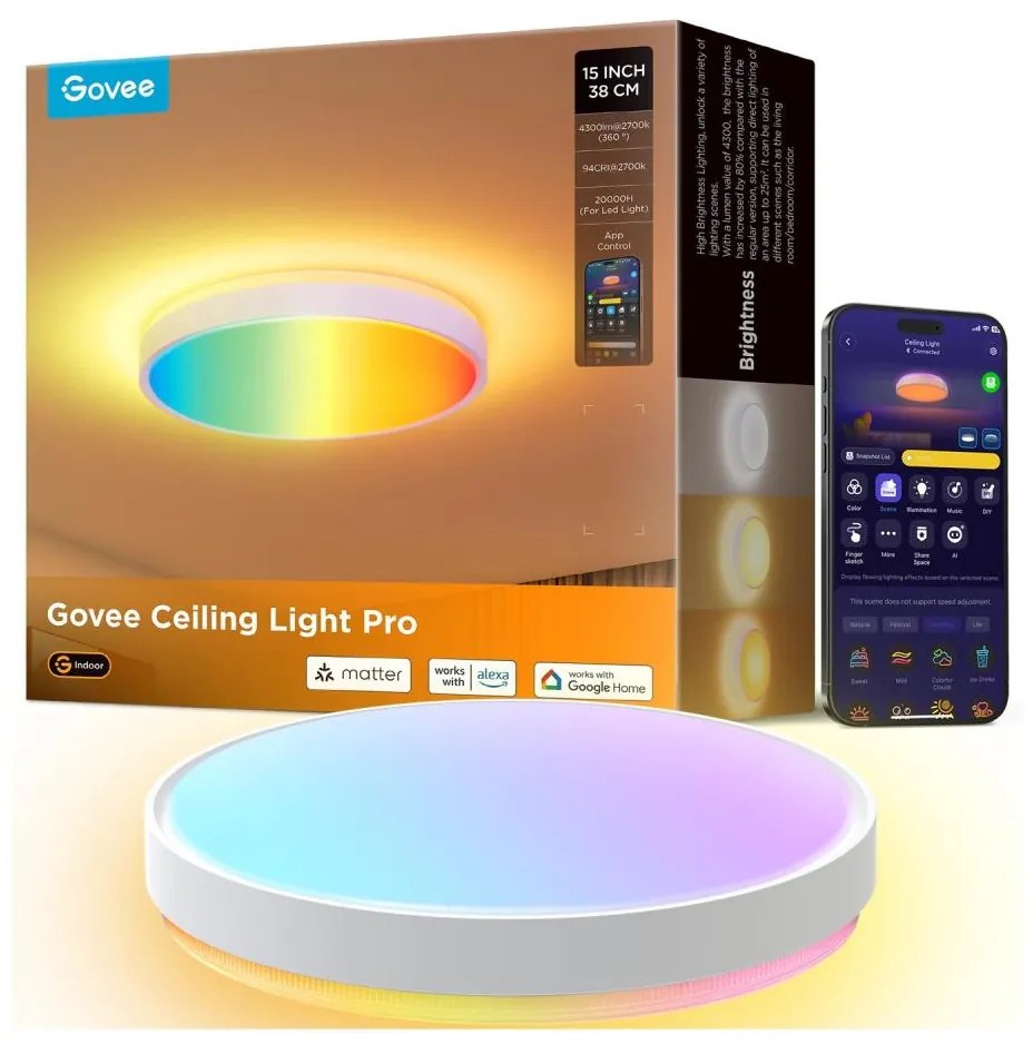 Govee - LED RGBIC Stmievateľné stropné svietidlo LED/49W/230V 2700-6500K Wi-Fi