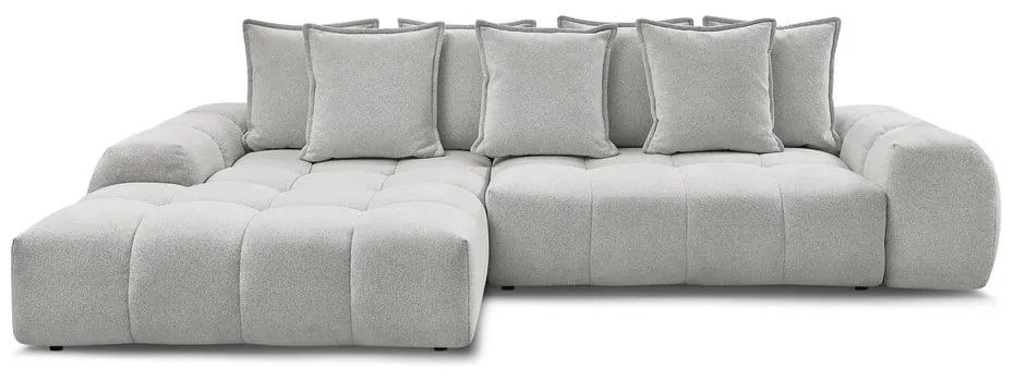 Svetlosivá ženilková rozkladacia/s úložným priestorom rohová pohovka (ľavý roh/s leňoškou) Everest – Bobochic Paris