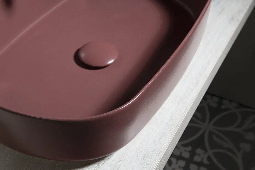Sapho Sapho, INFINITY OVAL keramické umývadlo na dosku, 55x36 cm, matná Maroon Red, 10NF65055-2R