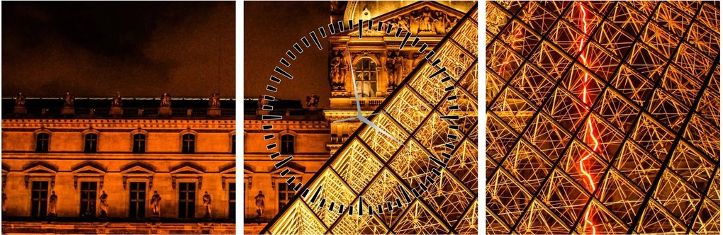 Obraz Louvre v Paríži (s hodinami) (90x30 cm)