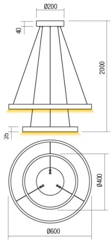 Redo 01-2889 - LED Stmievateľný luster na lanku FEBE LED/62W/230V zlatá
