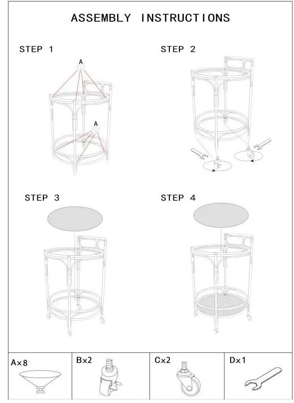 Kovový servírovací stolík na kolieskach ø 51 cm Panama - Mauro Ferretti