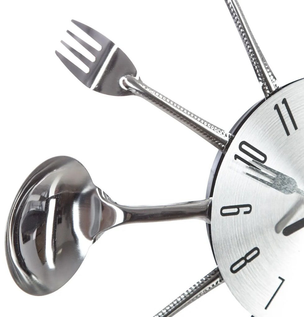 Nástenné hodiny Cutlery, chrómová
