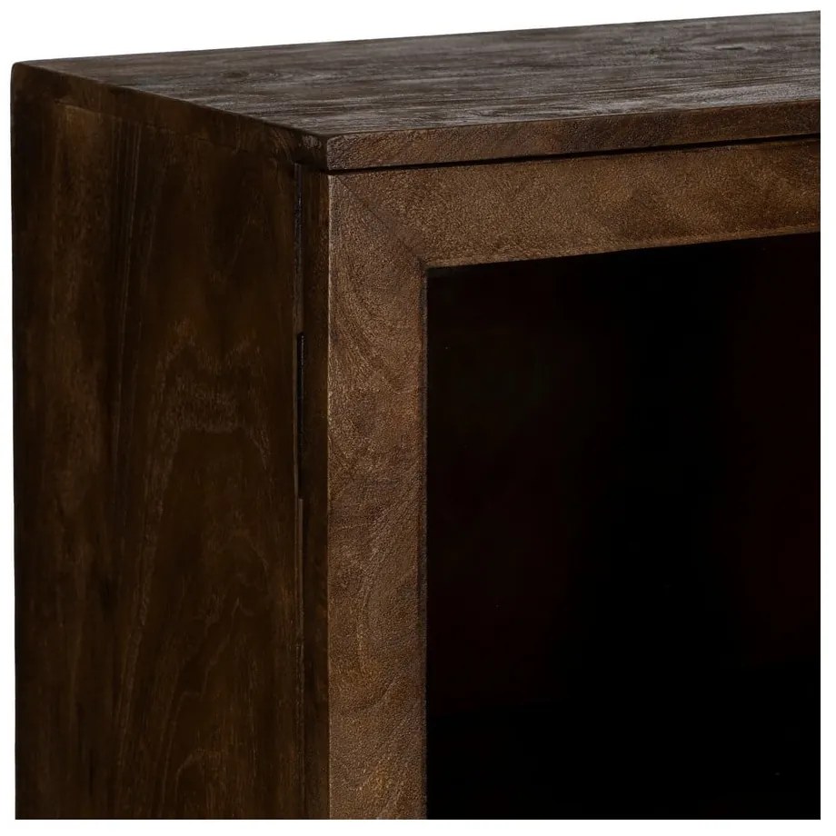 Hnedá vitrína z mangového dreva 80x140x40 cm Ravi – Ixia