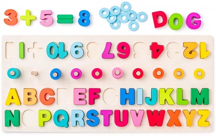 Didaktická doštička s počítaním, písmenami a číslicami
