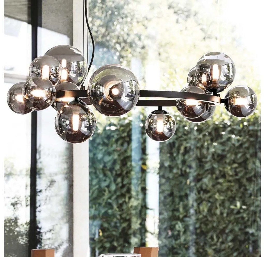 Ideal Lux - LED Luster na lanku PERLAGE 11xG9/3W/230V pr. 73 cm čierna/dymová