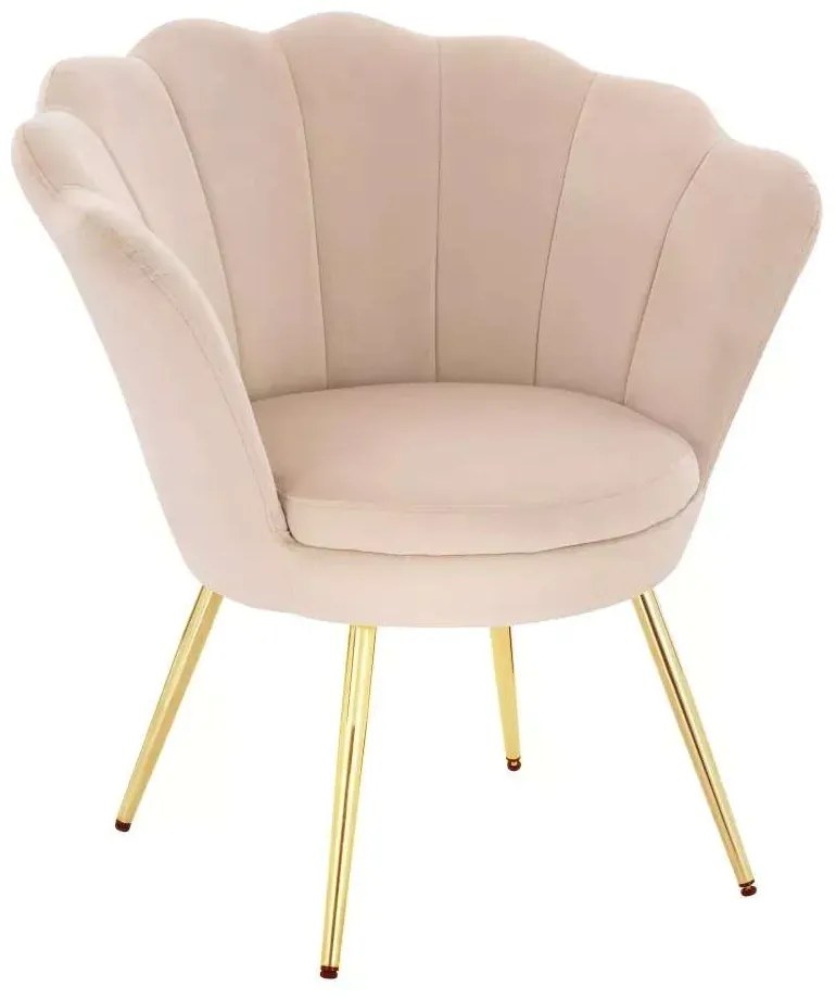 LuxuryForm DESIGN Kreslo FREY VELUR so zlatými nohami - krémové