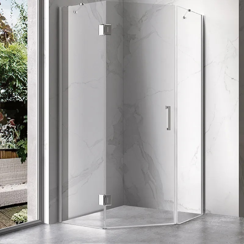 BPS-koupelny Päťuholníkový sprchovací kút KZ10C 100x100 chróm/transparent - bez vaničky