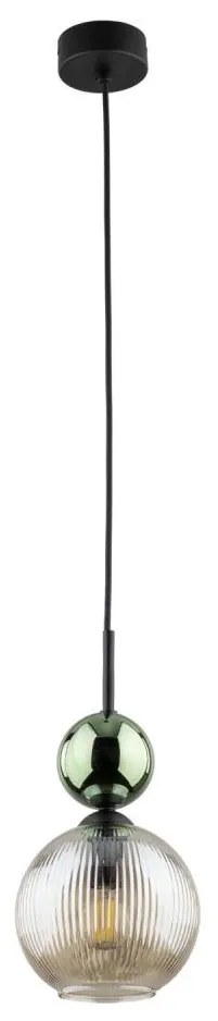 Luster na lanku SOPHIA 1xE14/10W/230V čierna/zelená/dymová béžová