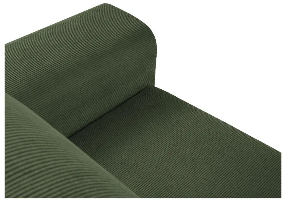 Zelená menčestrová rozkladacia rohová pohovka Micadoni Home Moghan, ľavý roh