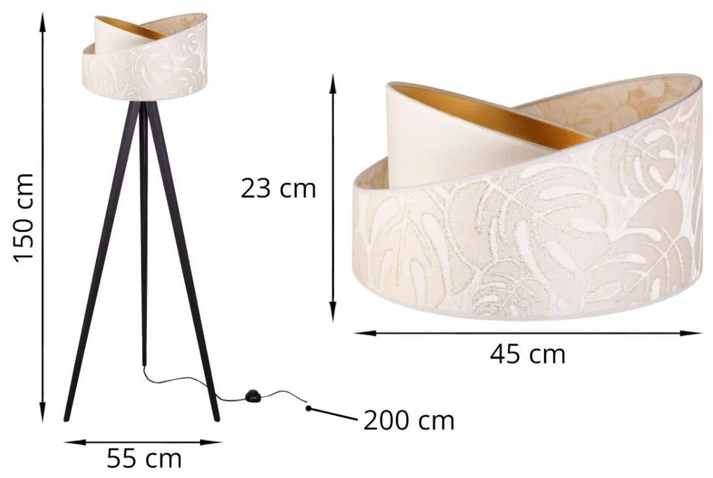Stojacia lampa Werona 7, 1x krémové textilné tienidlo so vzorom, g, k